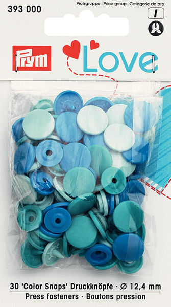 Prym Love Colour Snaps 12mm electric blue/turquoise/light blue